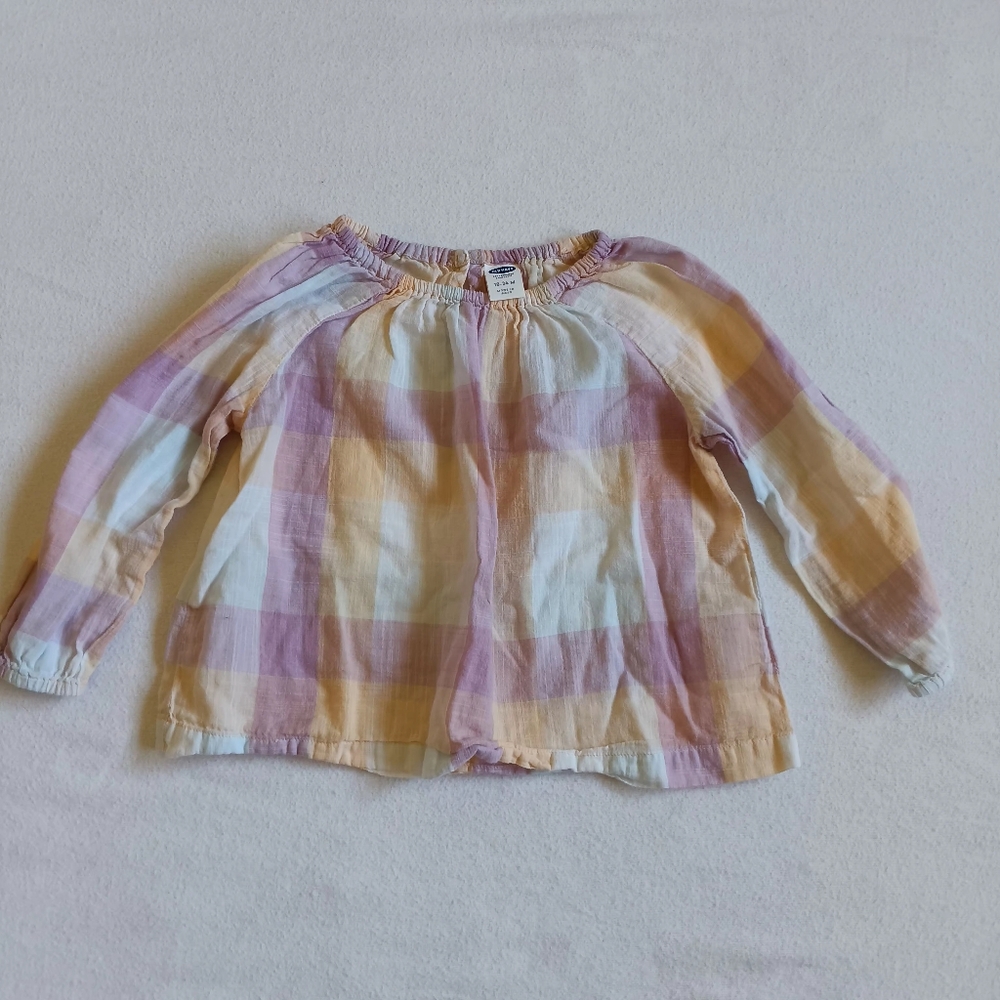 Old Navy Sz 18-24M Plaid 100% Cotton Top